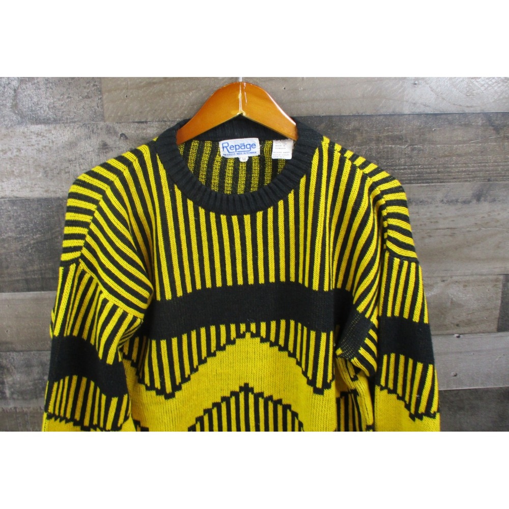 Vintage Repage Sweater Mens Medium Graphic Geometric Knit Pullover 70s